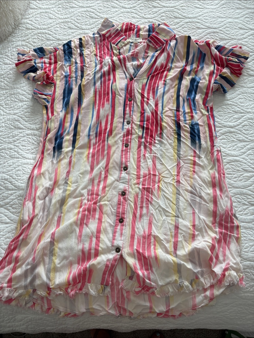 Women’s Striped Button-Front dress - Pink Multi